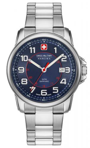 Спортивные швейцарские часы SWISS MILITARY HANOWA 06-5330.04.003 Grenadier с синим циферблатом на стальном браслете.