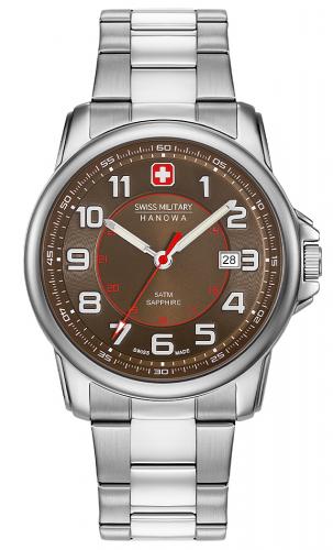 Спортивные швейцарские часы SWISS MILITARY HANOWA 06-5330.04.005 Grenadier с коричневым циферблатом на браслете.