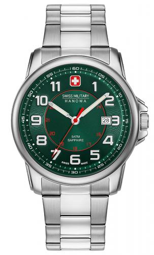 Спортивные швейцарские часы SWISS MILITARY HANOWA 06-5330.04.006 Grenadier с зеленым циферблатом, стальной браслет.
