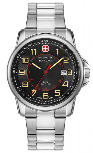 Спортивные швейцарские часы SWISS MILITARY HANOWA 06-5330.04.007 Grenadier черно-желтые на стальном браслете.