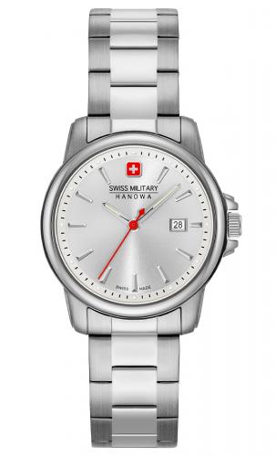 Классические женские швейцарские часы SWISS MILITARY HANOWA 06-7230.7.04.001.30 Recruit Lady II стальные с датой на браслете.