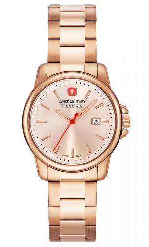 Позолоченные женские швейцарские часы SWISS MILITARY HANOWA 06-7230.7.09.010 Recruit Lady II rose gold с датой на браслете.
