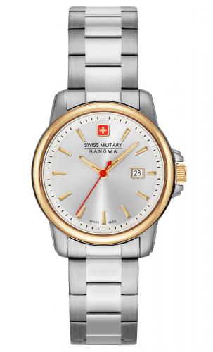 Биколорные gold женские швейцарские часы SWISS MILITARY HANOWA 06-7230.7.55.001 Recruit Lady II с датой на стальном браслете.