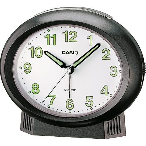 Настольный стрелочный будильник CASIO TQ-266-1EF черный с подсветкой, арабские цифры, светонакопители, пластиковый.