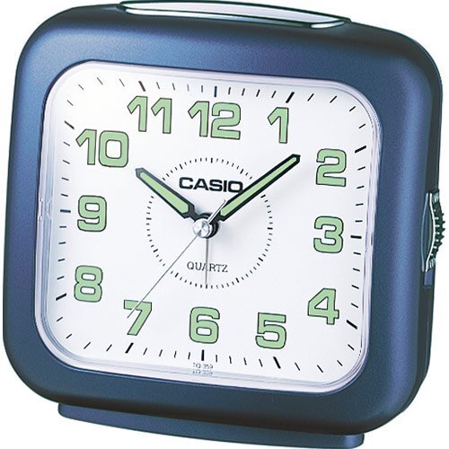 Настольный стрелочный будильник CASIO TQ-359-2EF синий с подсветкой, арабские цифры, Neobrite, snooze, звук колокольчика.