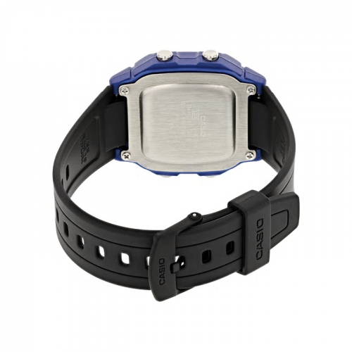 Застежка черного полимерного ремешка часов CASIO W-800HM-2AVEF выполнена из пластика с надежной фиксацией.