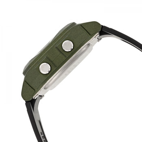 Полимерный корпус олдскульных наручных часов CASIO W-800HM-3AVEF выполнен в модном зеленом цвете.