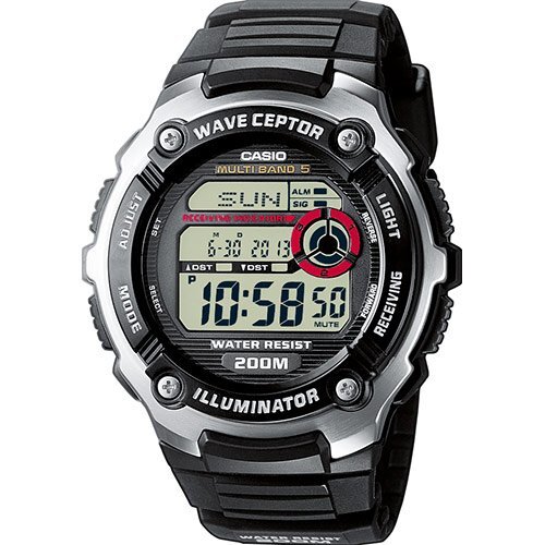 Спортивные часы с радиосинхронизацией CASIO WV-200E-1AVEF черные на полимере, Wave Ceptor, электронные, таймер, wr200m.