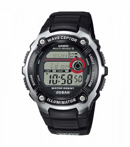 Спортивные часы с радиоконтролем CASIO WV-200R-1AEF черные на полимере, Multi Band 5, таймер, LED-подсветка, digi, wr200m.