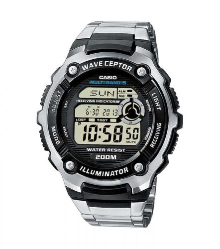 Спортивные часы с радиосинхронизацией CASIO WV-200RD-1AEF черные на браслете, Multi Band 5, LED-подсветка, digital, wr200m.