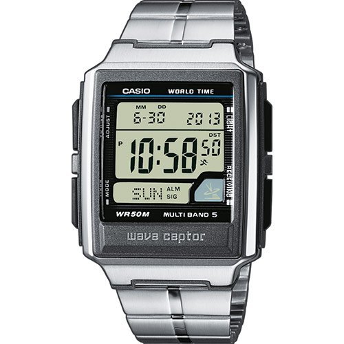 Прямоугольные часы с радиоконтролем CASIO WV-59DE-1AVEF на браслете, Multi Band 5, цифровые, EL-подсветка, wr50m.