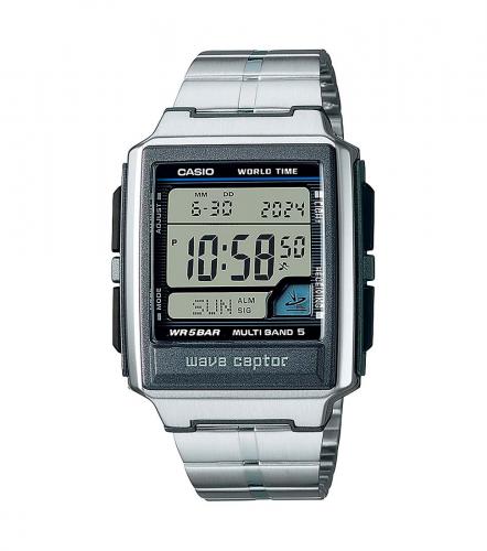 Прямоугольные часы с радиоконтролем CASIO WV-59RD-1AEF на браслете, Wave Ceptor, электронные, LED-подсветка, wr50m.